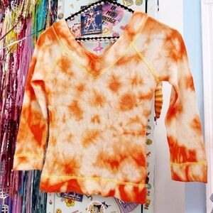 Y2K Orange and yellow tie-dye Bubblegum USA top